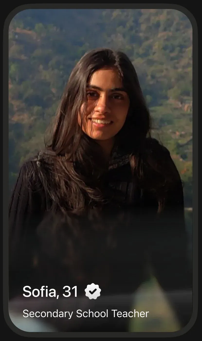 Sofia, 31, a secondary school teacher