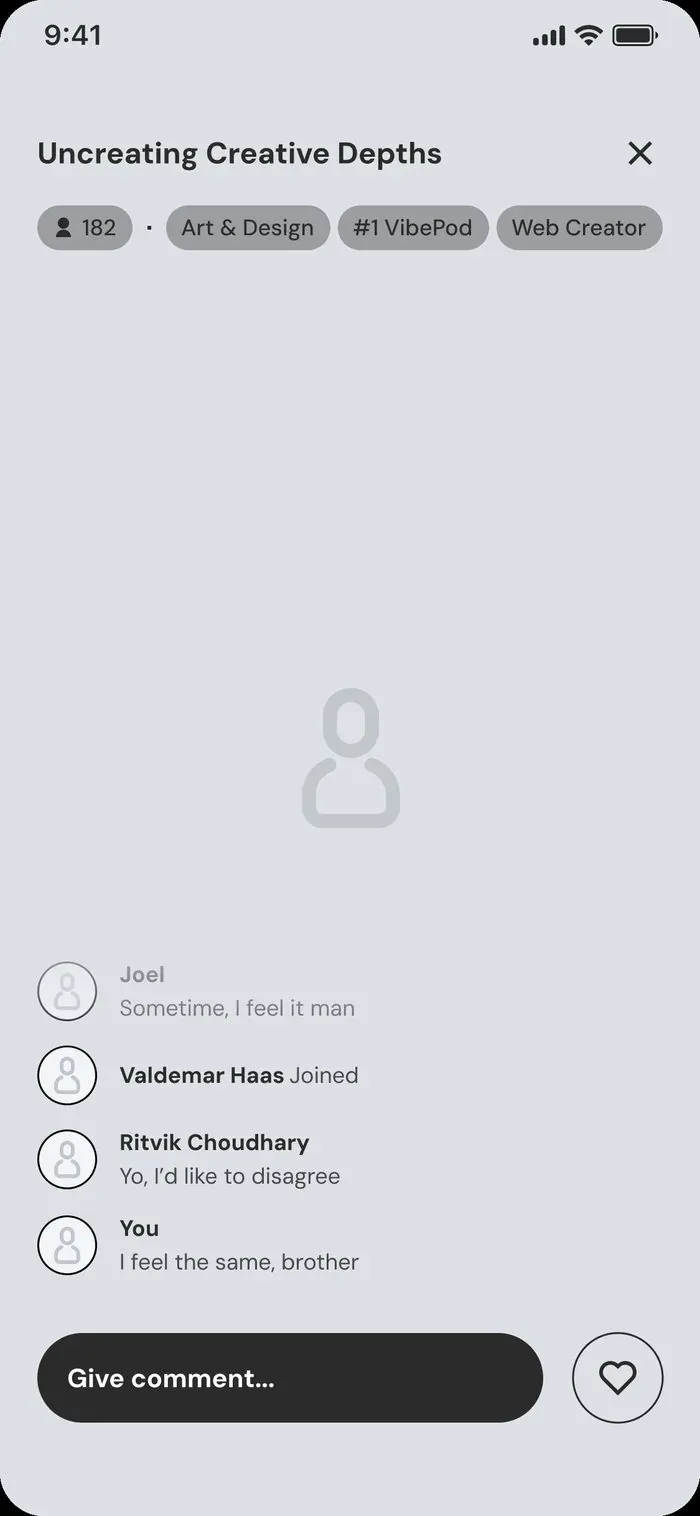 Wireframe: live session with comments